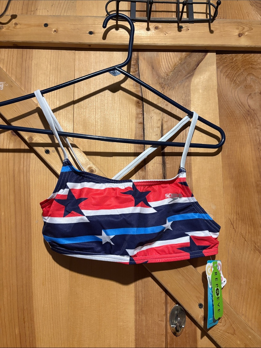 Speedo Girls Red White and Blue Star Stripe Swim Bikini Top